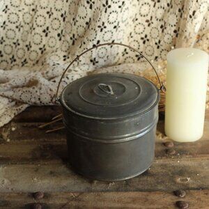Vintage Late 1800s Early 1900s Lunch of Berry Bucket, Antique Metal Pail